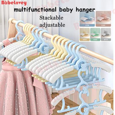 5PCS Portant à Vêtements pour Enfants Antidérapant Sans Trace Support à Vêtements Maison Télescopique Rangement Séchoir Bébé Plastique Portant à Vêtements