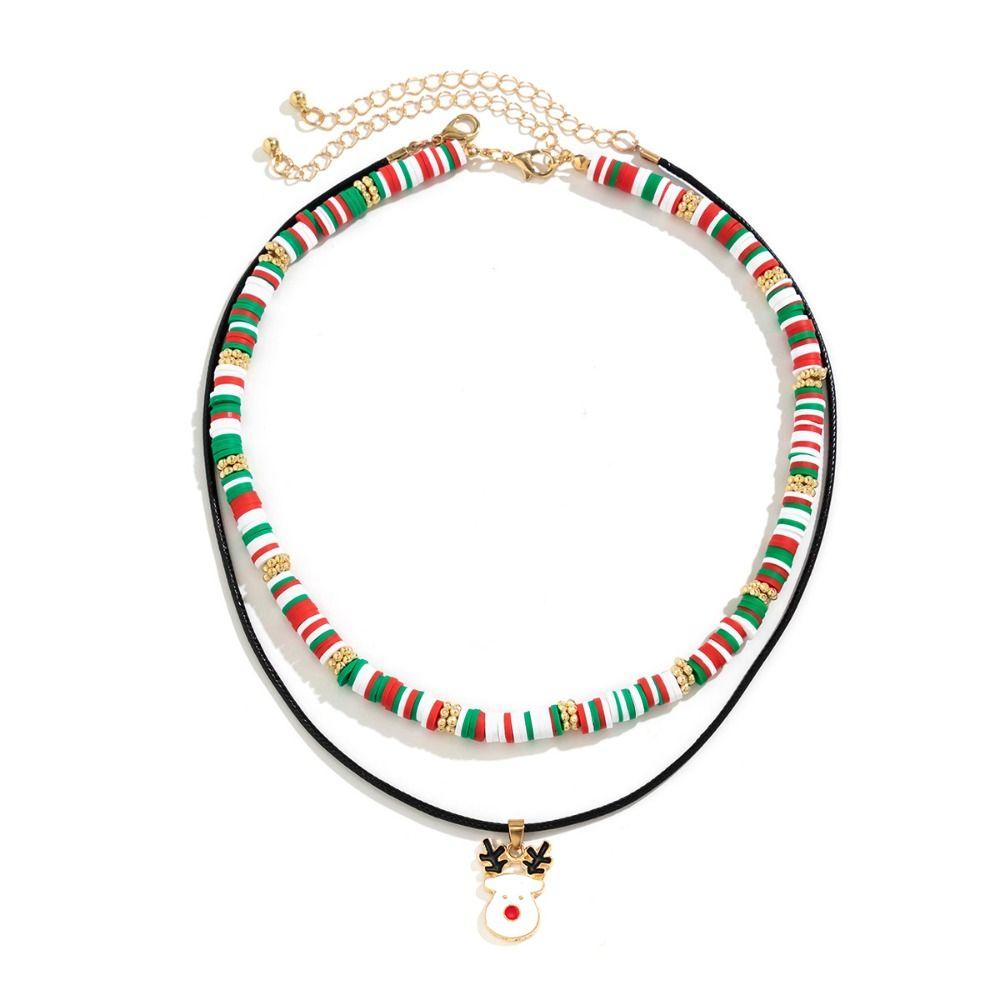 2/3/4pcs/set Cartoon Rice Beaded Chain Christmas Tree Cartoon Pendant Choker  Decoration