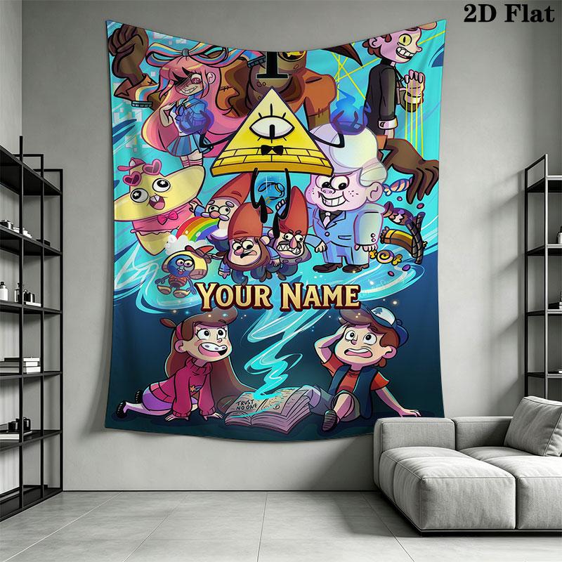 Custom Gravity Falls Wall Hanging Printed Fabric Blanket Decorative Tapestries for Bedroom Living Room Home Decor