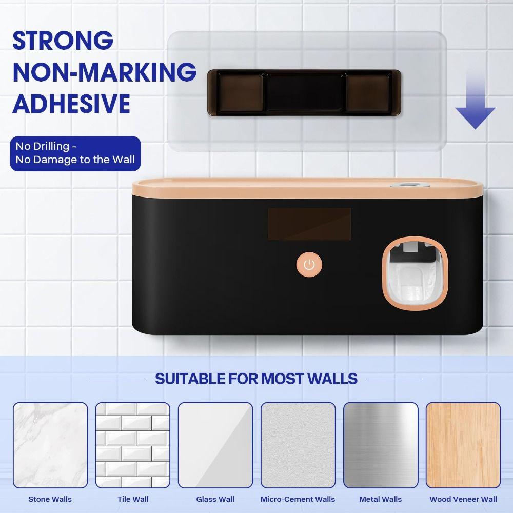 No Drilling Electric Toothpaste Dispenser Solar Charging Smart Toothbrush Organizer