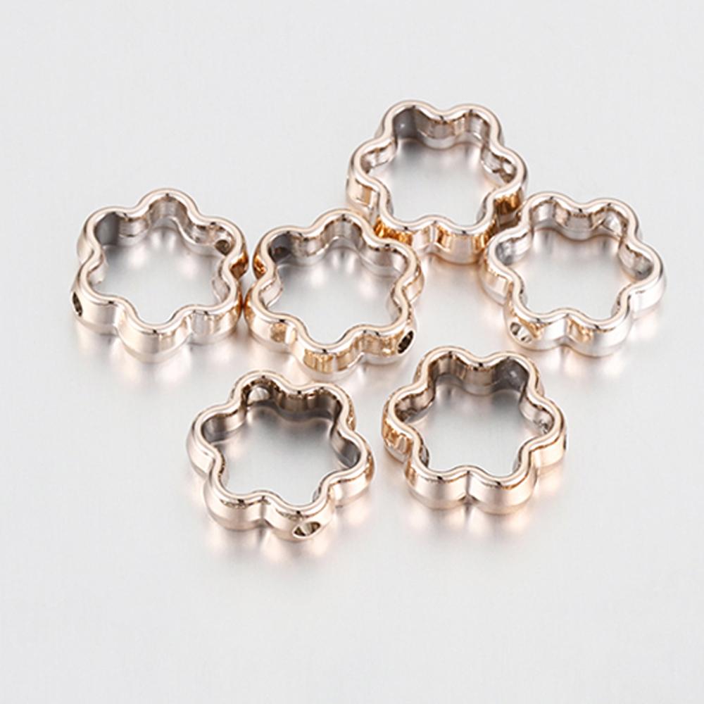 

50pcs Two Holes Spacer Beads Hollow Love Heart/Circular/Square/Pattern Frame CCB Bead DIY Necklace Bracelet Connectors Pendants 50pcs