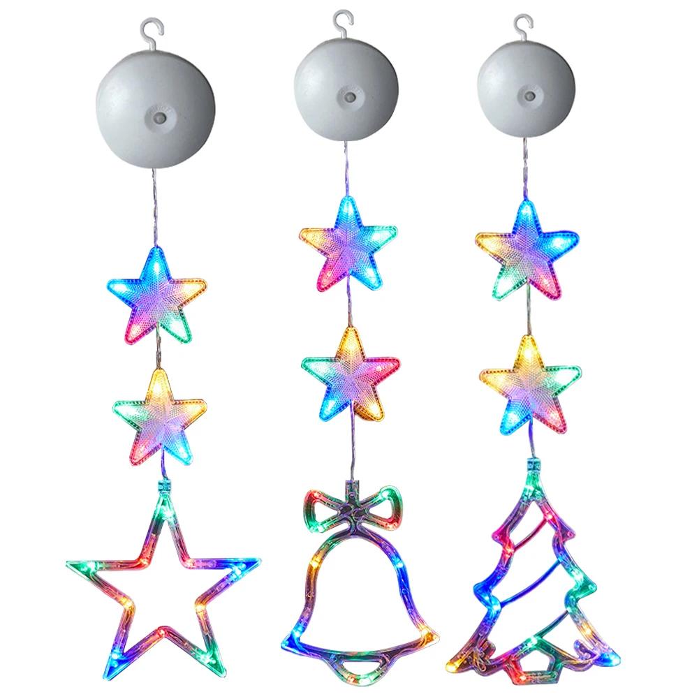 Christmas Star Window Light Decoration with Suction Cup for Xmas Home Shop Party Gifts for Glass Indoor Outdoor Decor Pendant