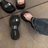 Muffin thick-soled wedge slippers women's summer wear small versatile fashionable transparent sandals with high-heeled sandals