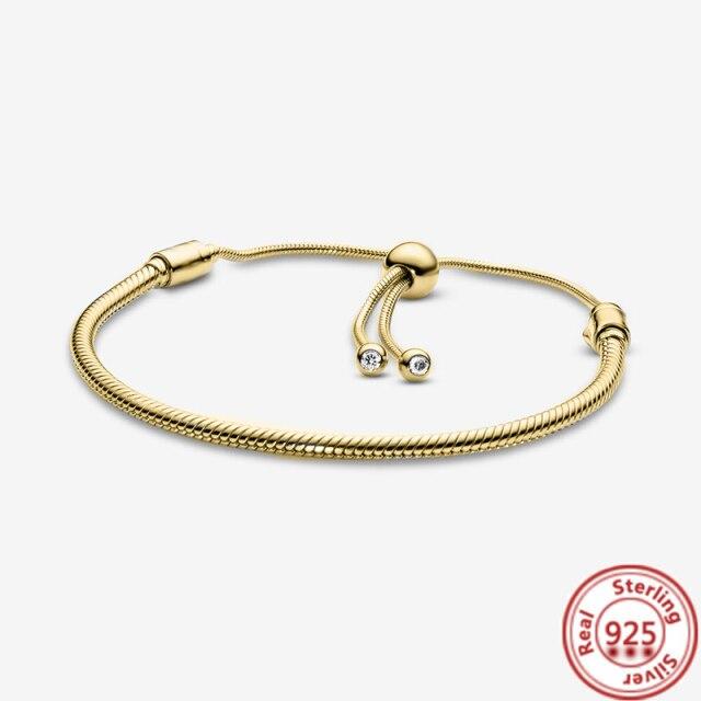 925 Sterling Silver Basic Snake Chain Fiori Blu Ondulato Slider Bracciali Adatti Originale Marchio Charms Donne Ragazza Fai da Te Creazione Gioielli