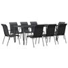 VidaXL Garden Dining Set 9 Pcs Black Textilene and Steel 3200701