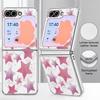 Colorful Stars Print Phone Case For Samsung Galaxy Z FlIP 7 FE 6 5 Z Flip7 Flip6 Flip5 Luxury Plating PC+PU Leather Hybrid Folding Phone Cover