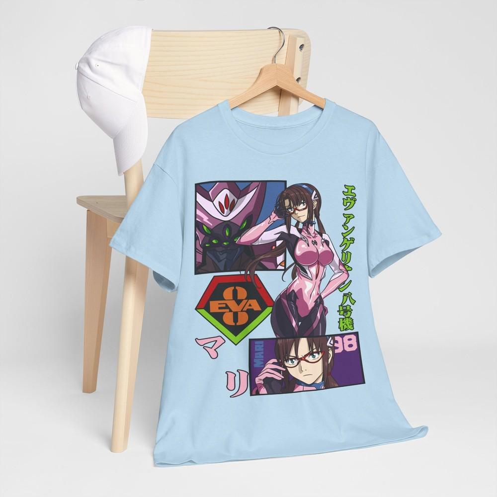 Misato Asuka Tshirt Neon Genesis Evangelion Kawai Anime Black Shirt All Size M