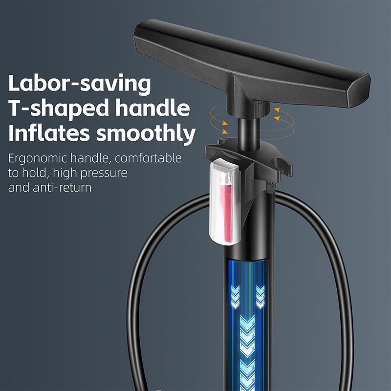 WEST BIKING Portable Bicycle Pump High Pressure Cycling Ball Inflator Standing Bike Hand Motorcycle Bike Tire Fill Pump Air Pump
