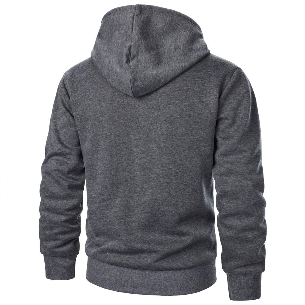 Herre Ensfarget Fleece Hettegenserjakke med Glidelås Herre Sport Stor Størrelse Casual Fleece Genserjakke