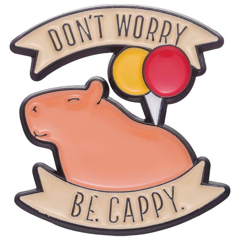 Don t Worry Be Cappy Enamel Pins Badge Brooch Lovely Animals Cartoon Capybara Lapel Accessories Custom Kids Hat Metal