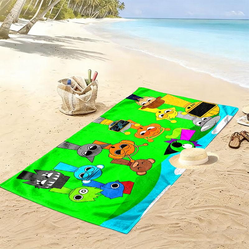 Sprunki Incredibox Print Beach Towel, Large Soft Quick Dry Towel for Beach Camping Swimming