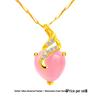 Halskjede i roségull med hjerteanheng av naturlig rosenkvarts - Kvinners rosa krystall kragebenkjede
