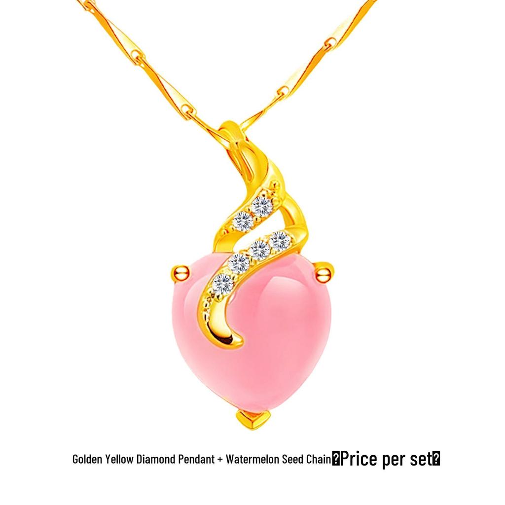 Halskjede i roségull med hjerteanheng av naturlig rosenkvarts - Kvinners rosa krystall kragebenkjede