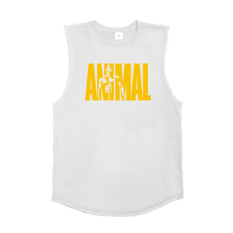 Nowa sportowa kamizelka męska luźna letnia czysta bawełna fitness i kulturystyka szybkoschnąca bez rękawów biała koszulka bazowa bez rękawów T-shirt