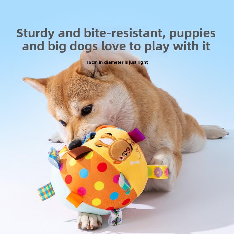Dog Plush Sound Bell Ball Toy Ball Pet Bite-resistant Companionship Interaction Medium and Large Dog Training Football Supplies