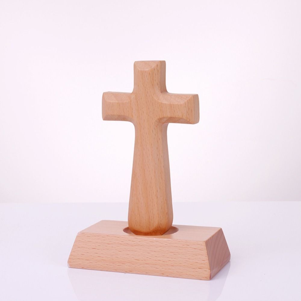 Standing Wooden Crosses Vintage Crucifix Sculpture Art Religious Crosses Ornament  Easters Faith