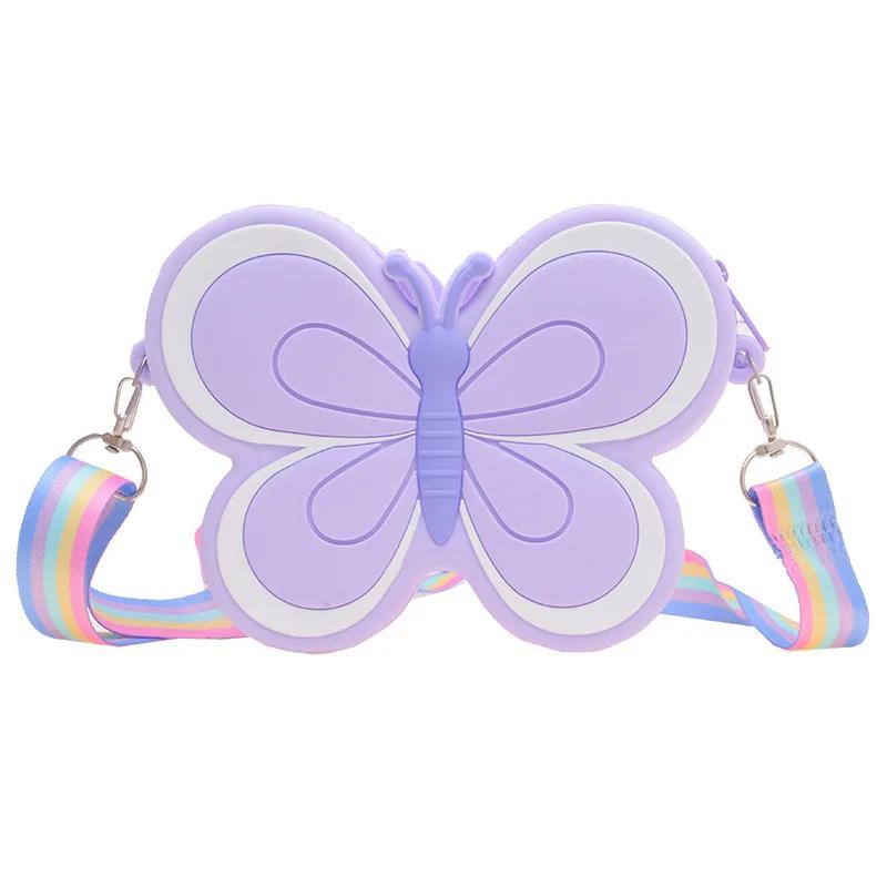 Children's Silicone Bag Cute Butterfly Single-shoulder Bag Girls' Candy-colored Bow Cross-shoulder Bag Kids Small Coin Purse New