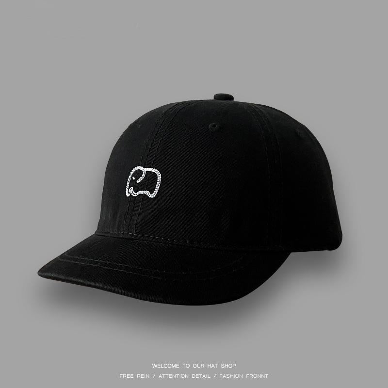 Retro Short Brim Cap Female Couple Versatile Soft Top Thin Baby Elephant Embroidered Short Edge Baseball Cap Men