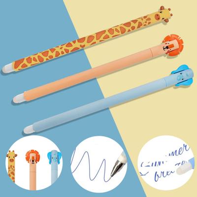 3 Stück Auslöschbare Gelstifte Cartoon Tier Rollerballstifte 0,5 mm Schwarze Tinte Nachfüllbare Stifte für Mädchen Jungen Büro Schulbedarf