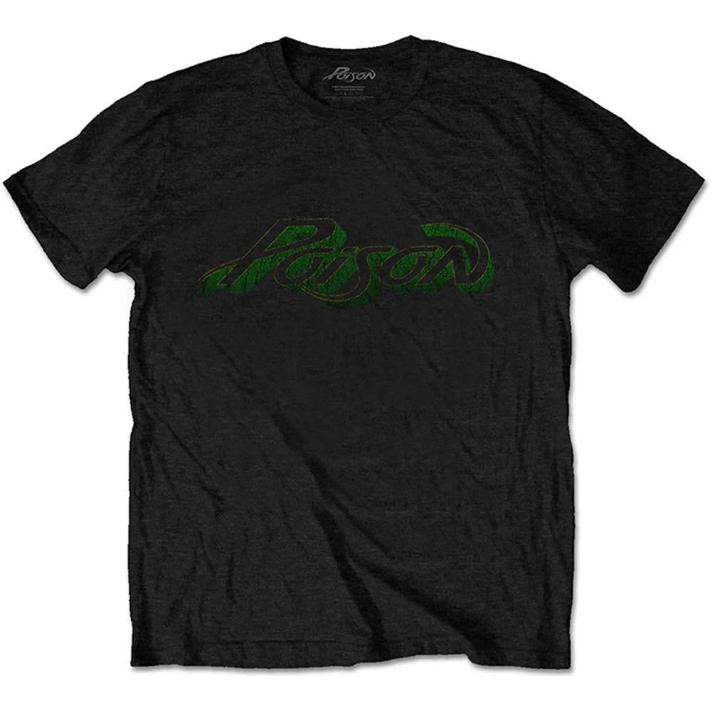 Men s Poison Vintage Logo Slim Fit T-shirt Medium Black XL