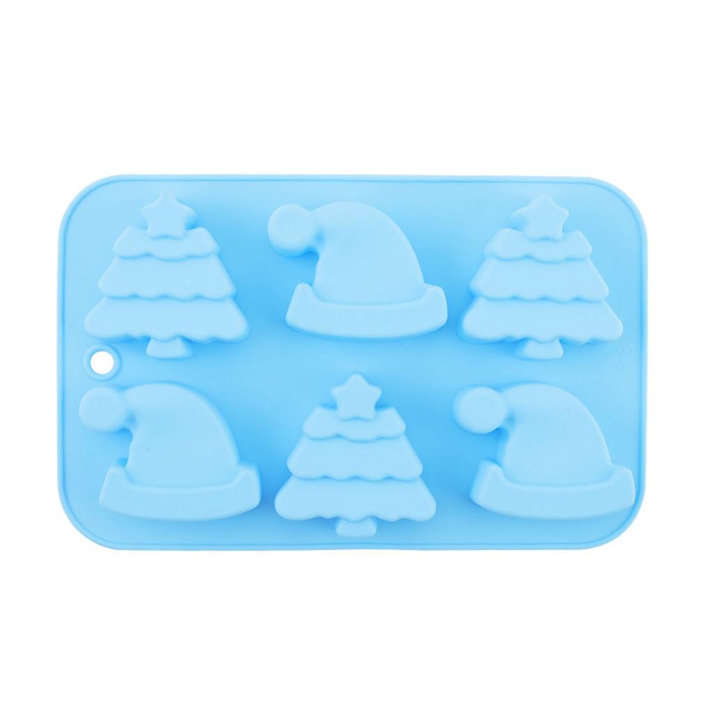 Silicone Mold for Christmas Tree and Santa Hat Shapes 6 Cavities Flexible Baking Mold Non-Stick Food Grade Material Reusable Kitchen Tool