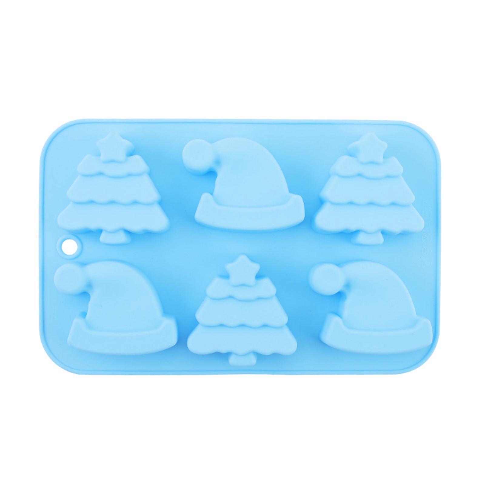 Silicone Mold for Christmas Tree and Santa Hat Shapes 6 Cavities Flexible Baking Mold Non-Stick Food Grade Material Reusable Kitchen Tool One Size