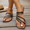 Summer New Women's European and American Sandals Flat-soled Slippers Woven Sandals Foreign Trade Independent Station Large Size Women's Shoes