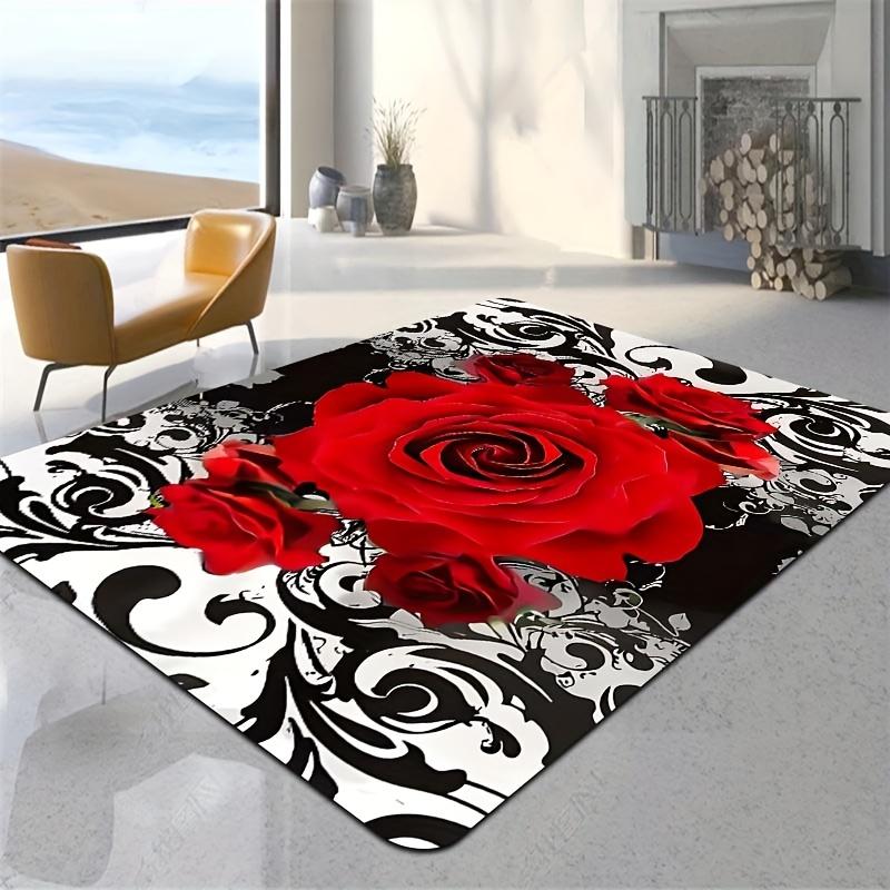 1 piece/8mm thickness JIT rose pattern bathroom rug, kitchen mat, living room rug, bedroom rug, indoor doorway mat, machine washable, entrance door