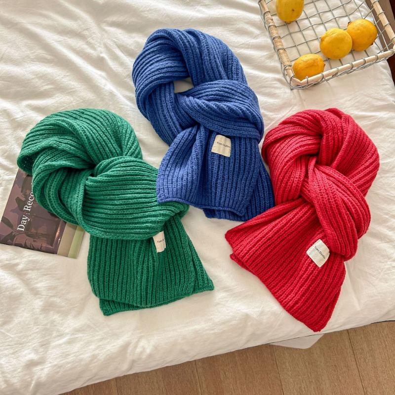 Solid color new scarf women's autumn and winter simple versatile scarf student couple knitted wool warm scarf