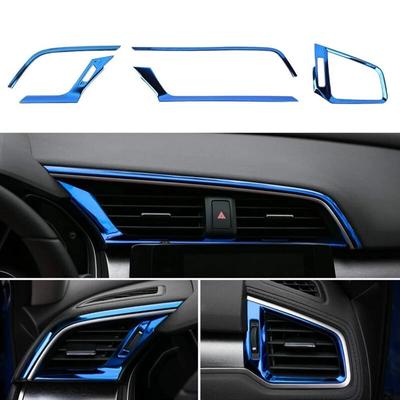 Central Control Air Outlet Decoration Cover Trim Sticker Stainless Steel for 10Th Gen Honda Civic  2018 2017 2016, Blue