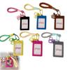 Creative PU Leather Card Holder Double Card Slot with Lanyard ID Card Card Holder Card Bag