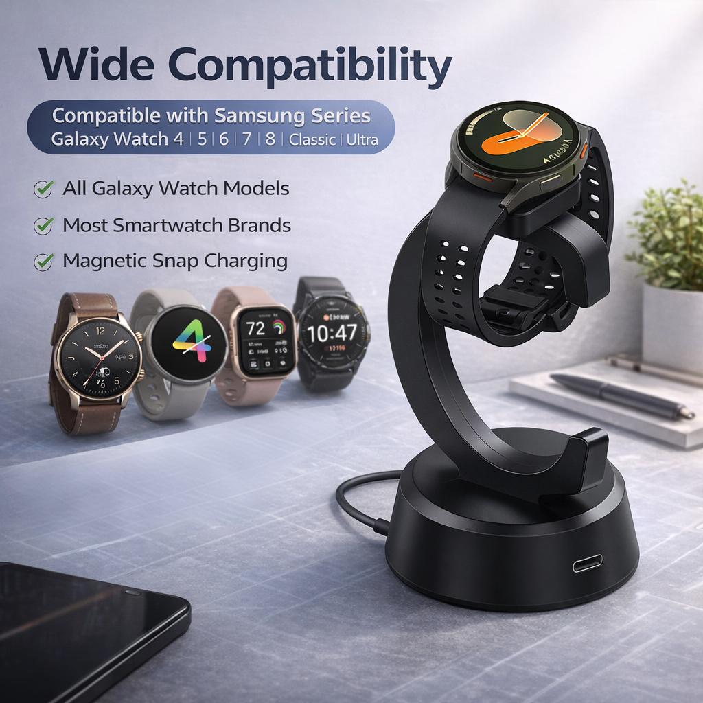 Magnetic Watch Charging Stand For Samsung Galaxy Watch Ultra 8 7 6 5 4 Active Smartwatch Charger Dock Holder Type-C Fast Charging Station