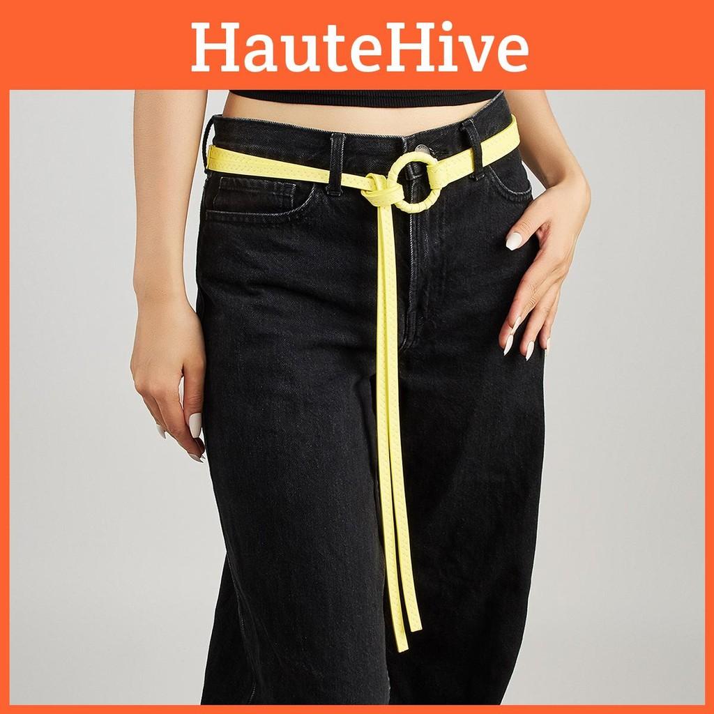 Solid Fashion Color Round Buckle Decoration Women Casual Belt For Daily Use