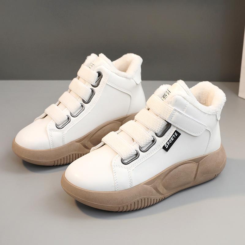 

Модные женские зимние повседневные хлопковые ботинки на толстой подошве, с высоким голенищем, нескользящие, износостойкие, плюшевые, теплые, хлопковые, обувь больших размеров 36(Foot 23cm) бежевый