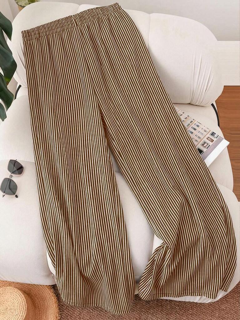 2026 Spring/Summer Plus Size Striped Beach Pants for Women - European & American Style