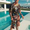 Men's Summer Eagle Series 3D Printed Casual Set Creative Comfortable Loose Color Printed Sport Wear