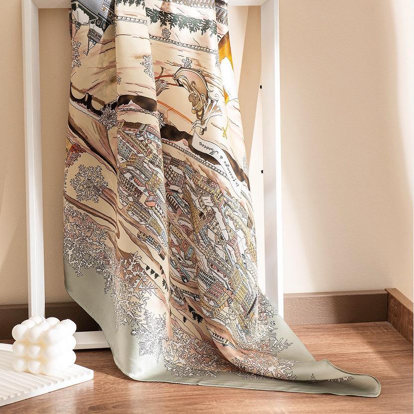 Mulberry silk silk scarf women's  four seasons versatile British plaid printing long yarn sunscreen shawl dual-purpose