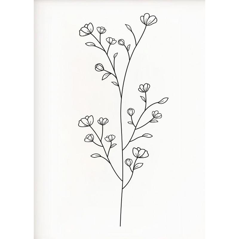 

Минималистский штриховой рисунок цветочный букет ботанический постер черно-белый полевой цветок холст картина настенное искусство гостиная домашний декор 21cm×30cm NoFrame