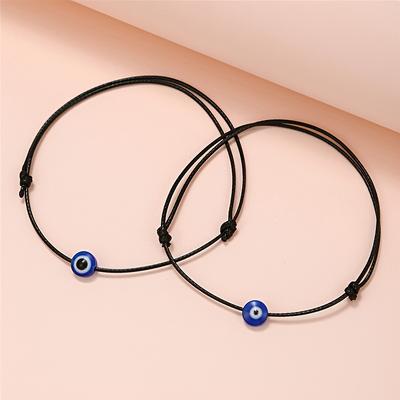 Boho-Chic Evil Eye Beaded Bracelet Adjustable Black Cord, Vintage/Bohemian Style, Ideal for Daily Wear & Gifting, Cute Bracelets