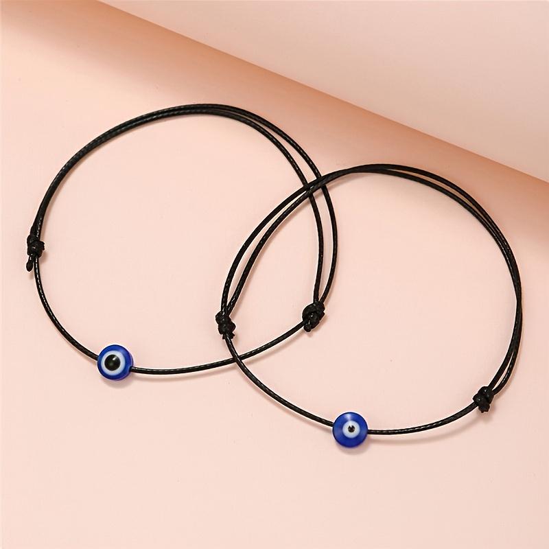 Boho-Chic Evil Eye Beaded Bracelet Adjustable Black Cord, Vintage/Bohemian Style, Ideal for Daily Wear & Gifting, Cute Bracelets