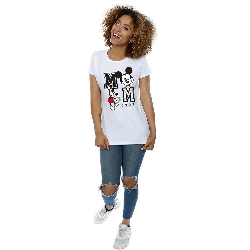 Disney Womens/Ladies Mickey Mouse Jump & Wink Cotton T-Shirt