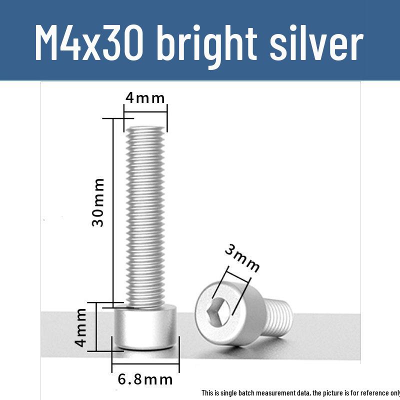 Šroub s vnitřním šestihranem M4 z eloxované hliníkové slitiny s válcovou zápustnou hlavou, antikorozní, barevná povrchová úprava.