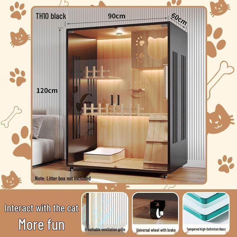 JINGRUIXIANG Wooden Indoor Cat House & Cage