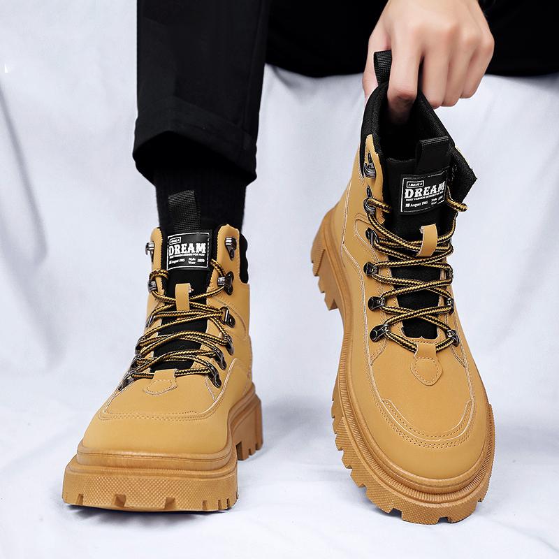 Green Martin boots winter high-top mountaineering velvet snow cotton shoes locomotive soft leather