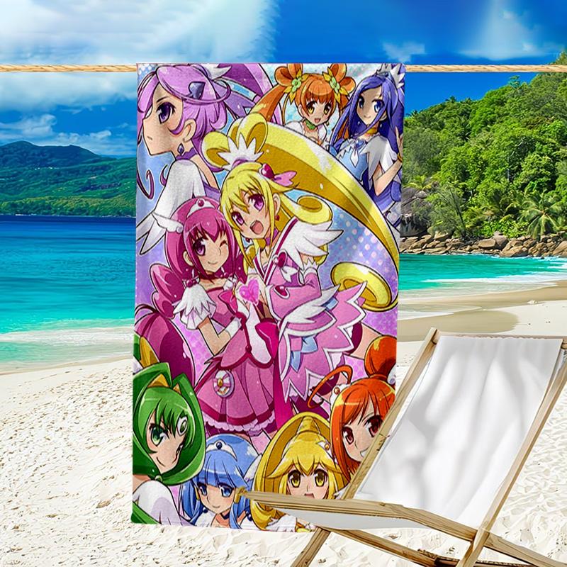 1pc Pretty Cure1 Beach Towel, Beach and Seaside Swimming Pool Equipment, Fashion Pattern, Rectangular, Travel Essentials