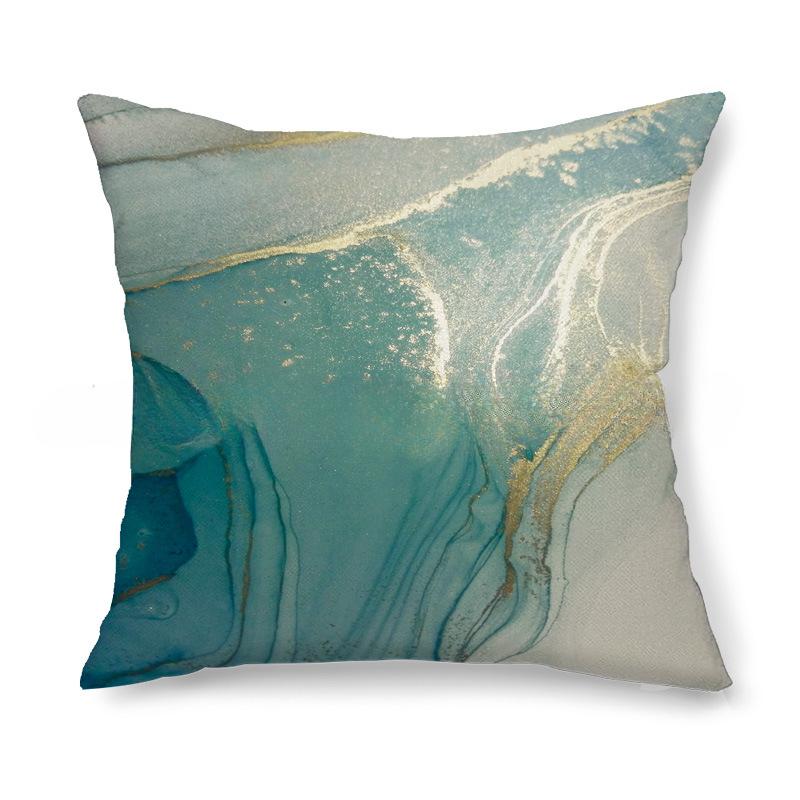 Golden Green Cotton Linen Pillow Cover Office Living Room Sofa Waist Cushion Pillow Cover