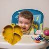 Children Silicone Food Bowl Leaf Shape Large Capacity Suction Cup Temperature Resistance Compartment Platen