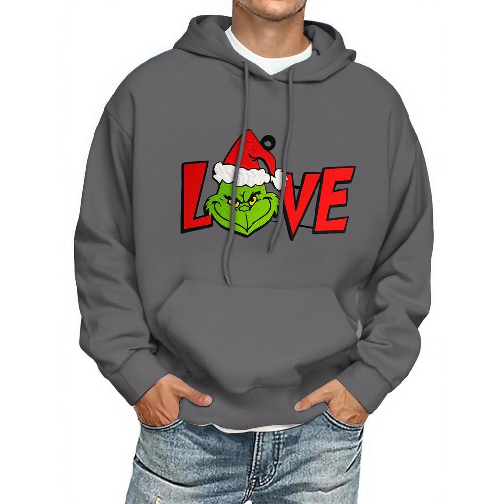 Men's Print Hooded Sweatshirt Long-Sleeve Casual Pullover Hoodie Hooded Sweatshirt