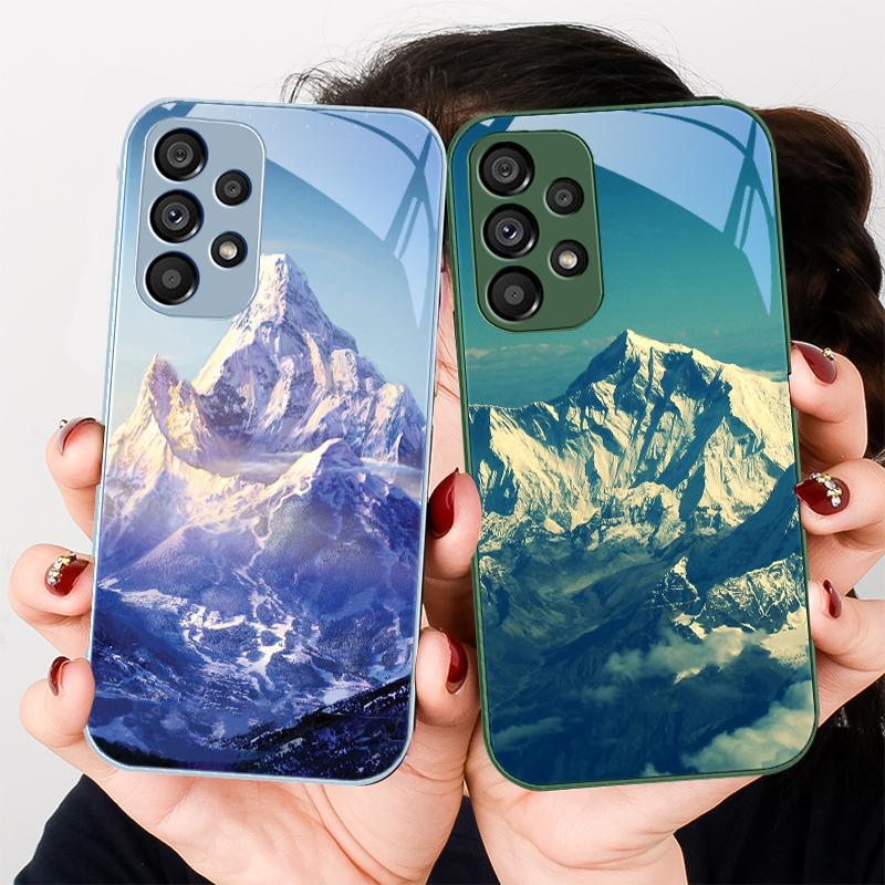 Snow Mountain Scenery For Samsung S8 S9 S10 S20 U Ltra S21 Pro S22 Plus S23 FE S24 Ultra S25 Edge S25Ultra Glass Phone Case