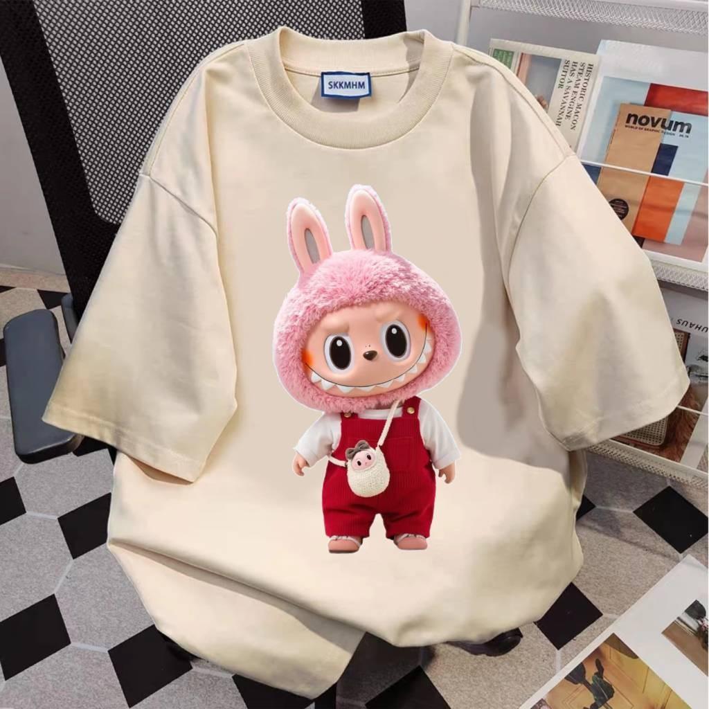 Labubu printed short-sleeved T-shirt men's and women's round neck top